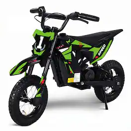 Wisairt - Kids Electric Dirt Bike 36V, 15.5 MPH Ride-On Motorcycle with Adjustable Speed Modes for Ages 5-10 - Green