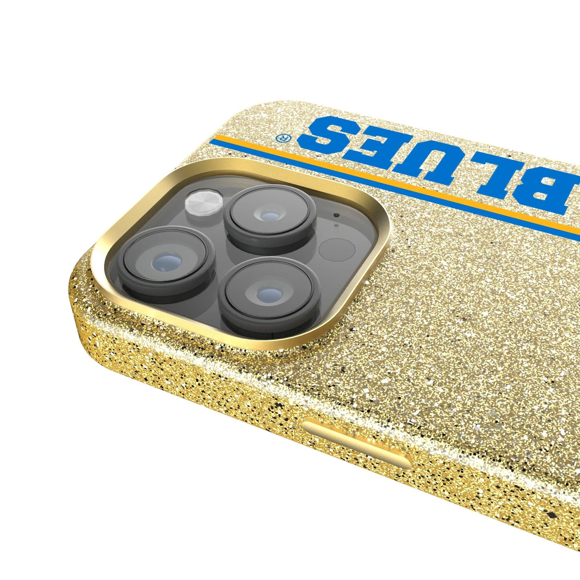 Alt View 3. Keyscaper - Gold St. Louis Blues Sidebar Bling iPhone Case - 15 Pro Max - Gold.
