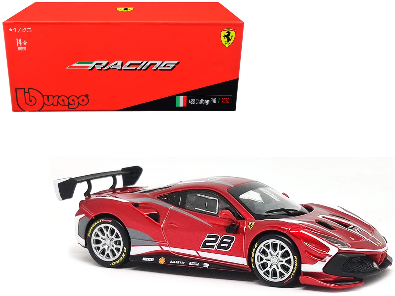 "2020 Ferrari 488 Challenge EVO #28 Red with Graphics ""Racing"" Series 1/43 Diecast Model Car by Bburago" price history on PriceWatchPro