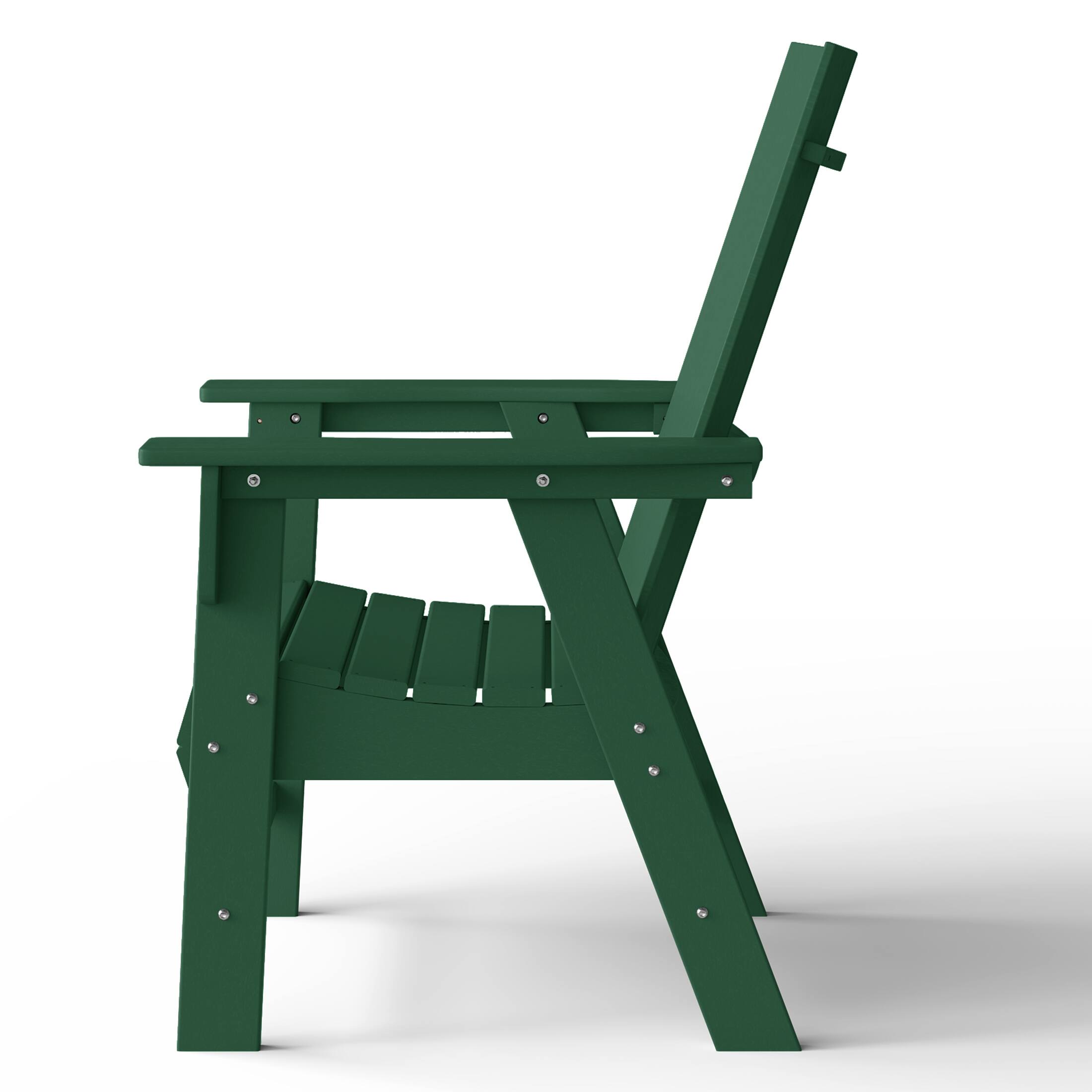 Alt View 2. WestinTrends - WestinTrends Ashore Outdoor Patio HDPE Plastic Modern Adirondack Dining Chair - Dark Green.