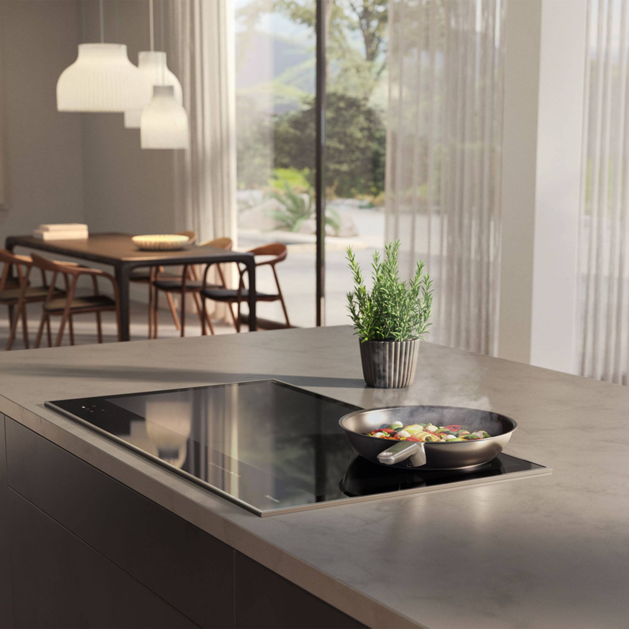 Alt View 9. Miele - KM 7737 FR Diamond 30" Framed Full-Surface Smart Induction Cooktop with DiamondFinish - Graphite Black.