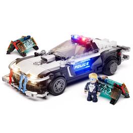 Lumibricks - Cyberpunk Police Patrol Car Lighting Building Set, 372 Pieces LED Vehicle Model Kit for Ages 16+