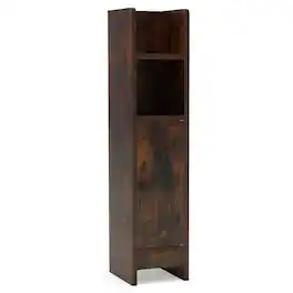 Costway - Bathroom Storage Cabinet with Adjustable Shelf 1 Door & 2 Open Shelves Living Room - Brown