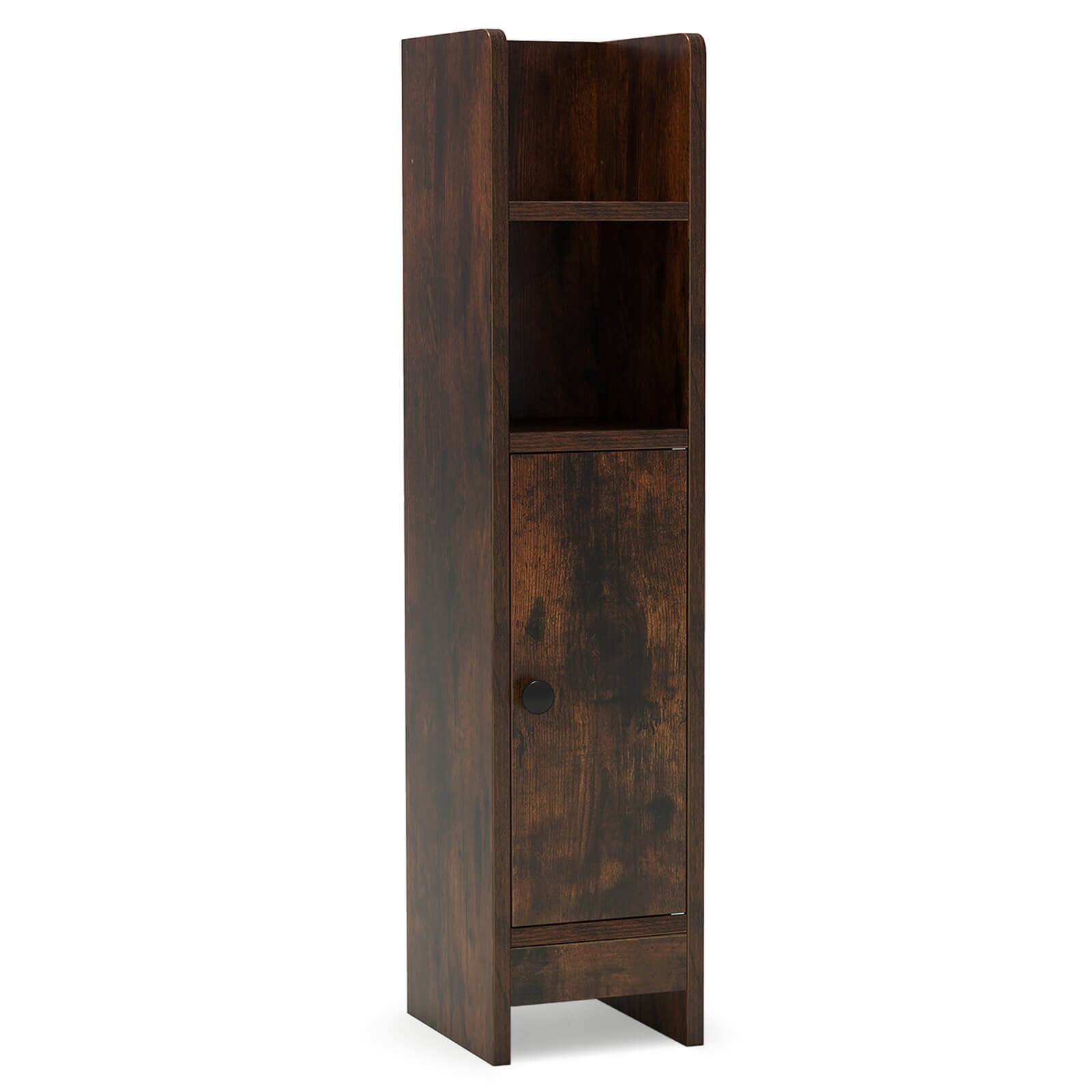 Front. Costway - Costway Bathroom Storage Cabinet with Adjustable Shelf 1 Door & 2 Open Shelves Living Room - Brown.