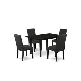 East West Furniture - Dining Table- Dining Chairs - Brown