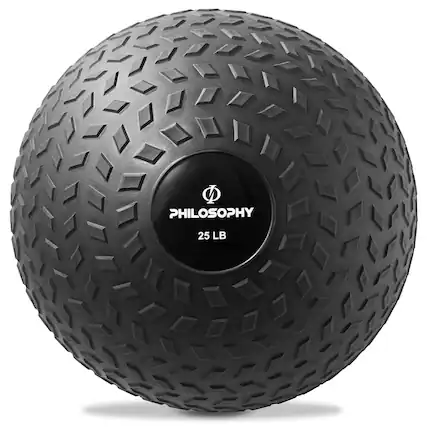 Front. Philosophy Gym - Slam Ball - Weighted Medicine Ball with Easy Grip Tread - Black.