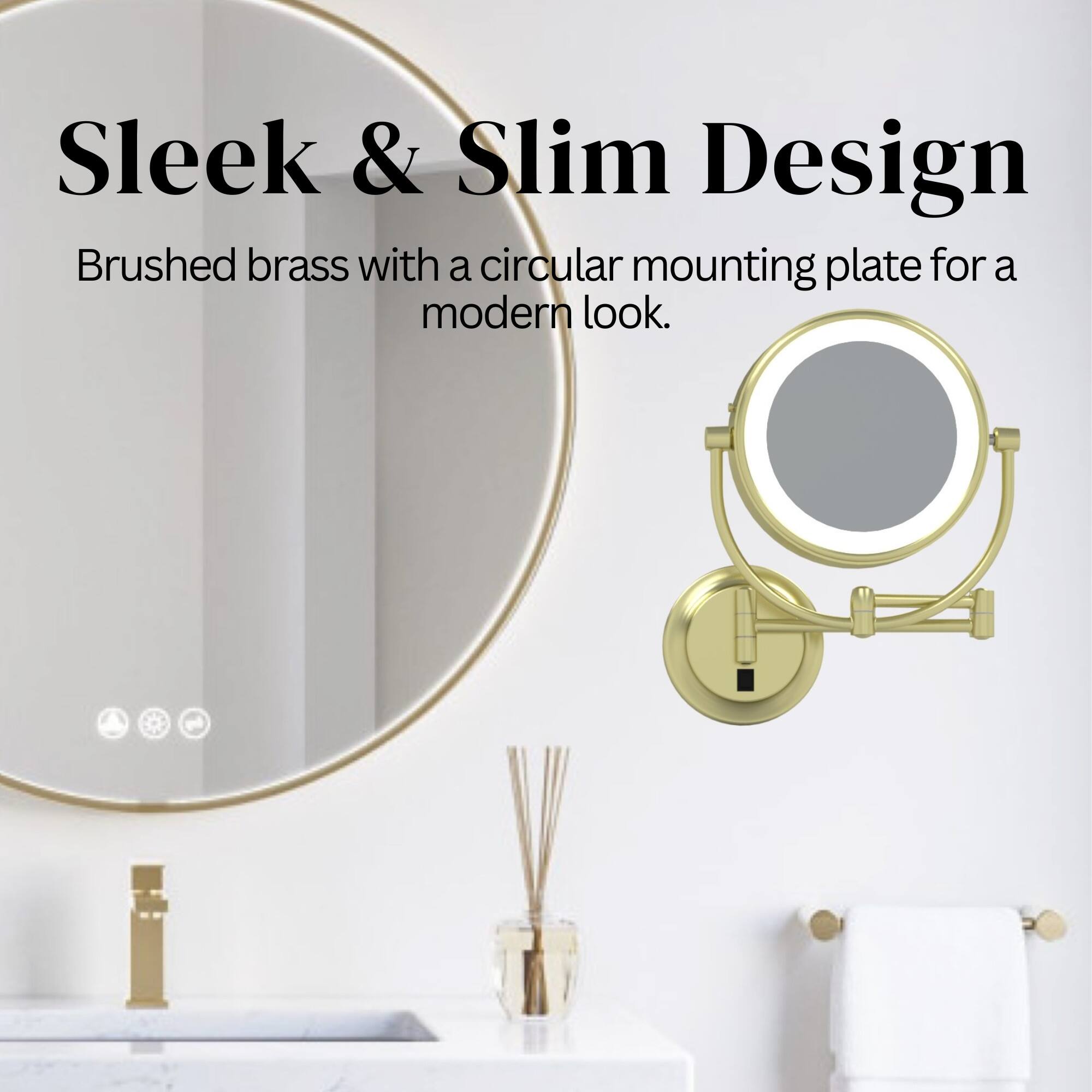 Sleek & Slim Design  
Brushed brass with a circular mounting plate for a modern look.