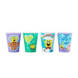 Silver Buffalo - Nickelodeon SpongeBob SquarePants 4-Piece Plastic Mini Cups | Each Hold 2 Ounces - Multicolored