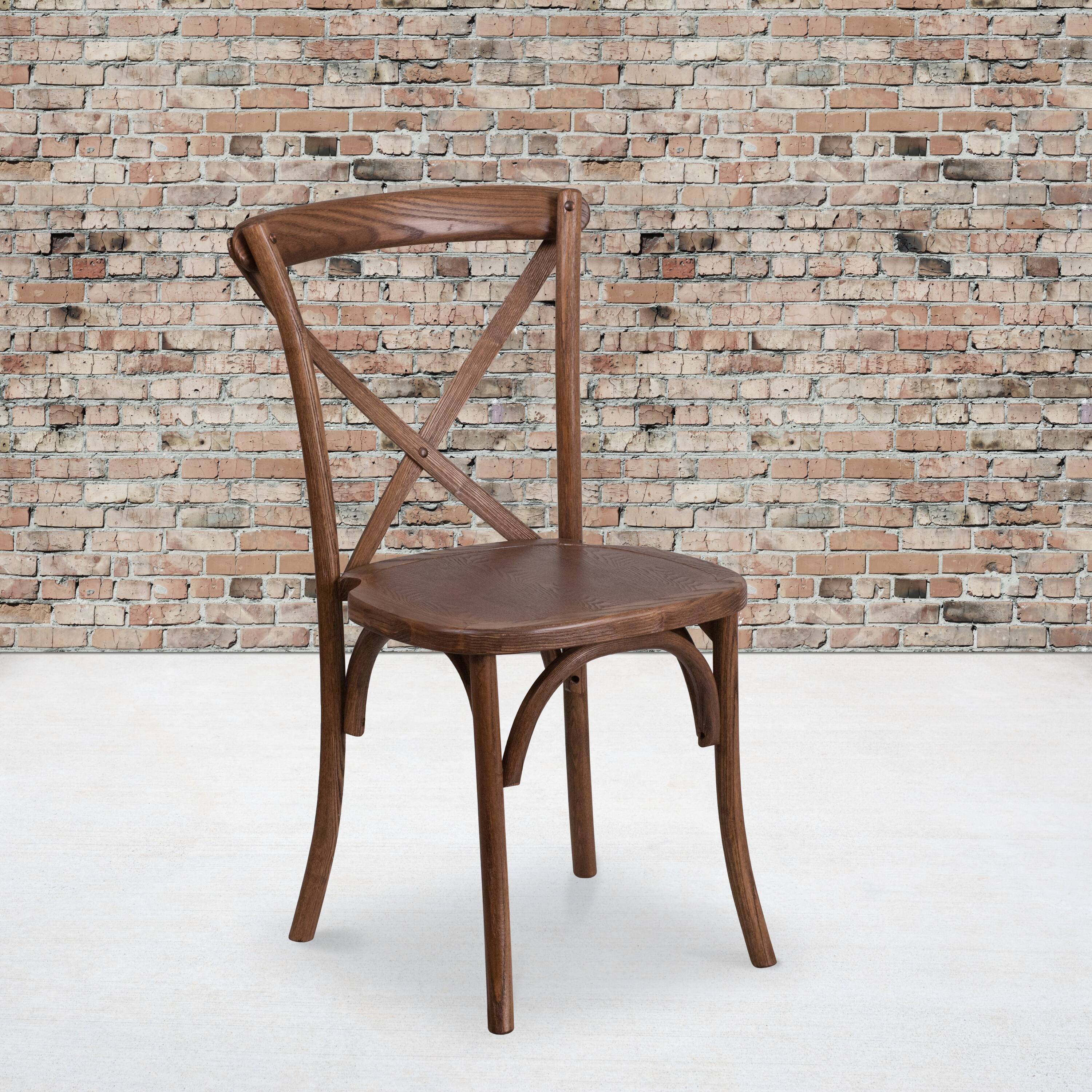 Alt View 12. Alamont Home - Hercules Stackable Pecan Wood Cross Back Chair - Dining Room Seating - Pecan.