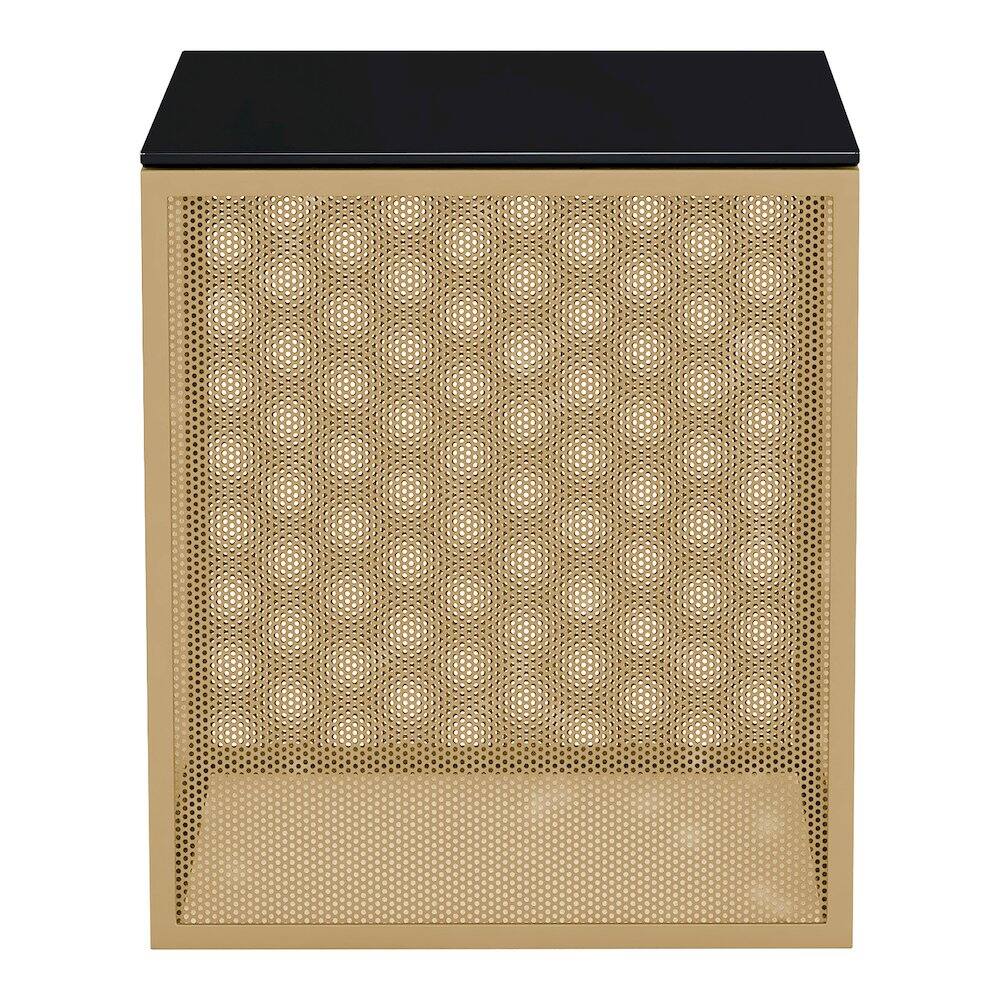 Furniture of America - Kelforia Contemporary Glass Top Side Table - Gold