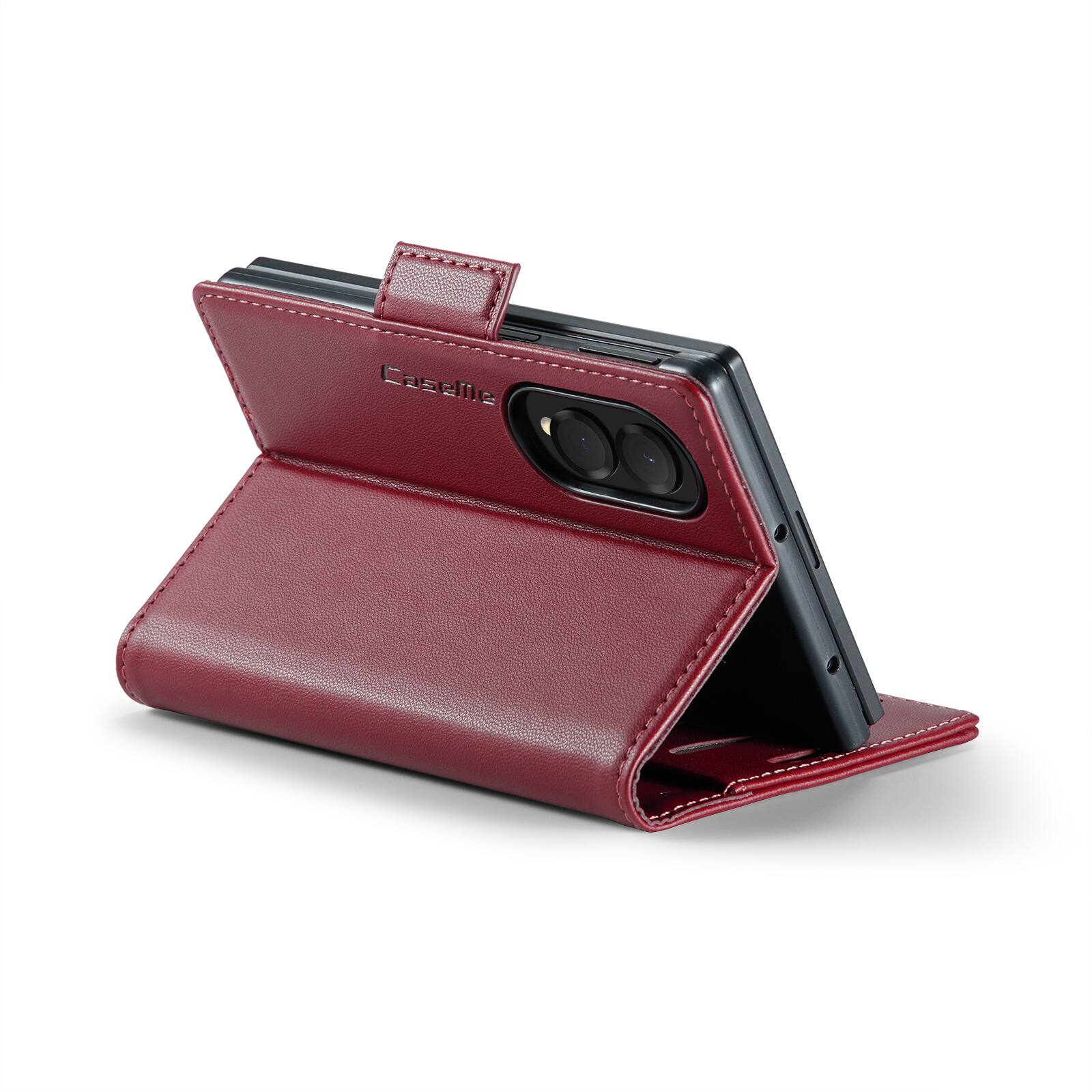 Alt View 7. UUCOVER - For Samsung Galaxy Z Fold8 Wide PU Leather Wallet Case with RFID Blocking Card Holder Cash Slot, Magnetic Folio Cover - Wine.