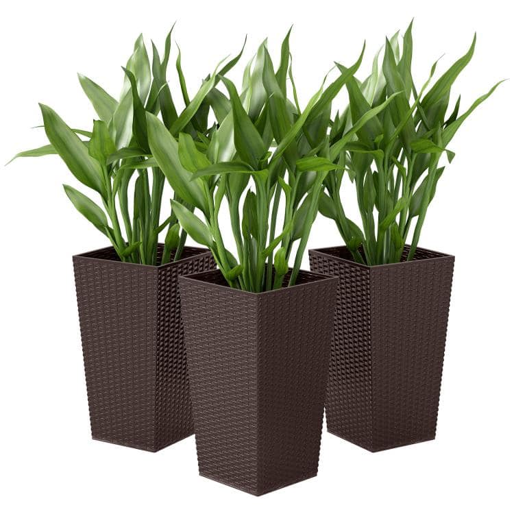 PULUZ - Set of 3 Tall Planters with Drainage Hole, 24 inch Outdoor Flower Plant Pots, Indoor Planters for Porch, Front Door - Brown price history on PriceWatchPro