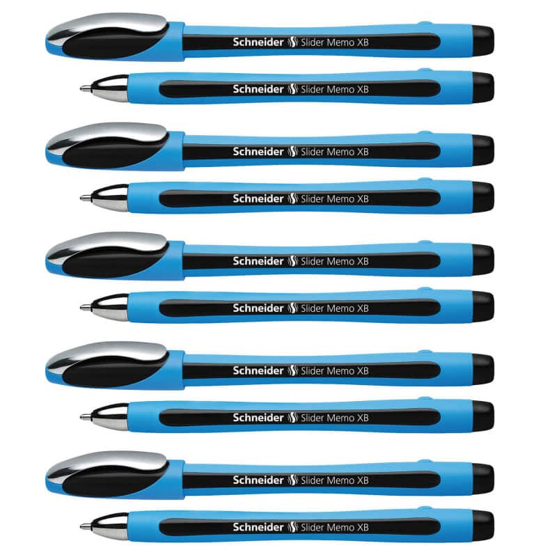 Schneider - Slider Memo Ballpoint Pen, Viscoglide Ink, 1.4 mm, Black, Pack of 10