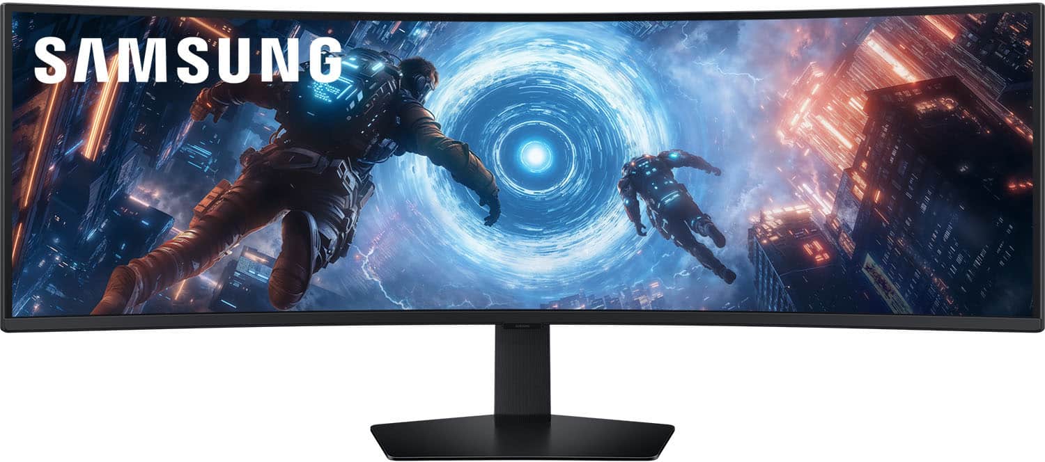 Back. Samsung - 49" Odyssey G9 G91F 1000R Curved Dual QHD 144Hz 1ms AMD FreeSync Premium Pro Gaming Monitor with HDR600 (HDMI x2,DP,USB) - Black.