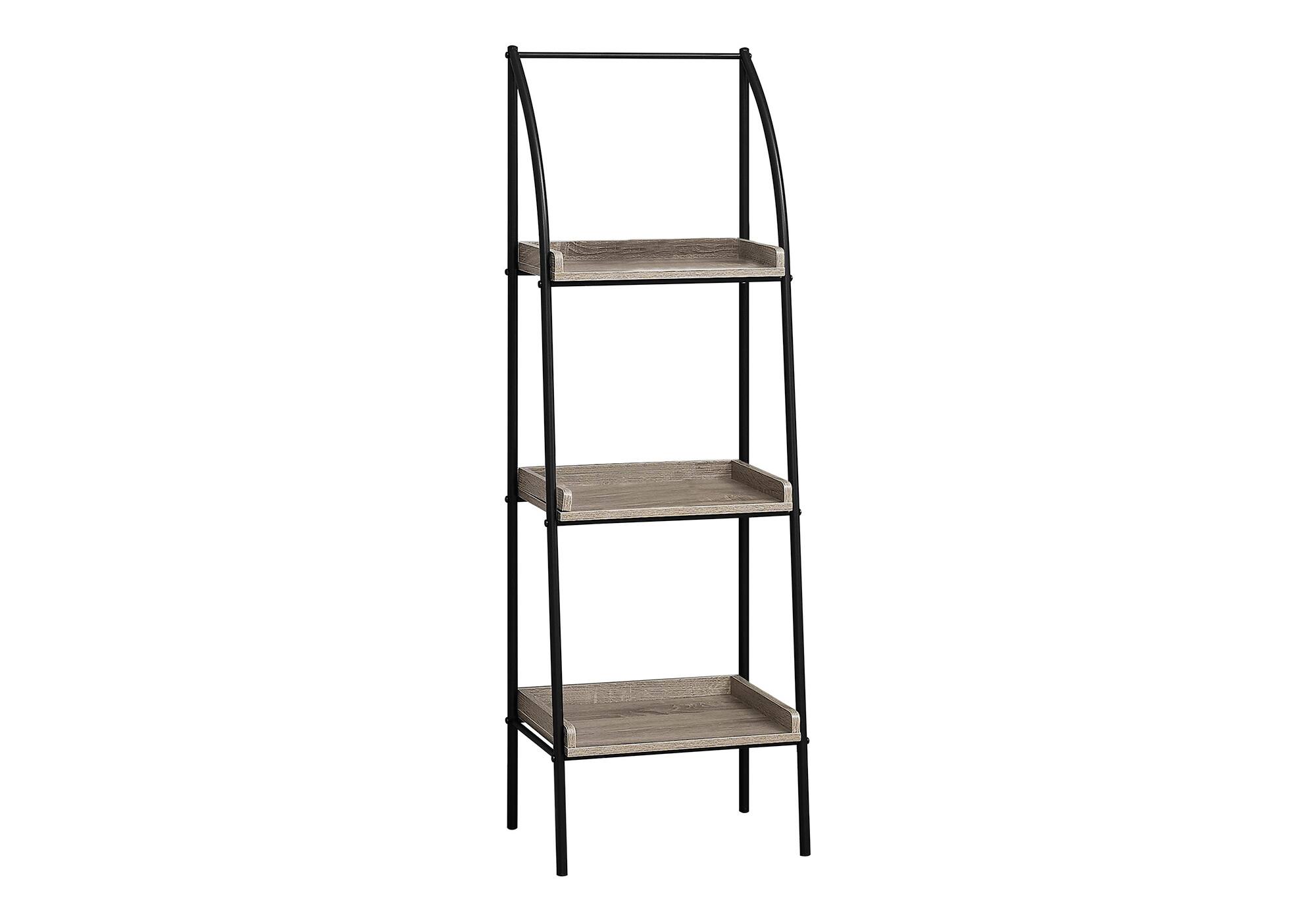 Front. TinyHomie - Bookshelf Bookcase Etagere Corner 3 Tier 48in H Brown Laminate Black Metal - taupe.