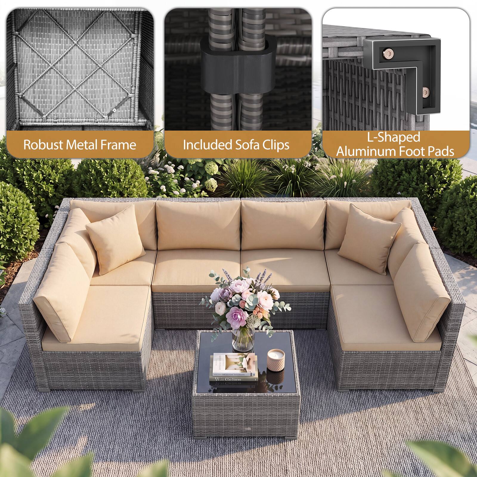 3 Robust Metal Frame Included Sofa Clips L-Shaped Aluminum Foot Pads