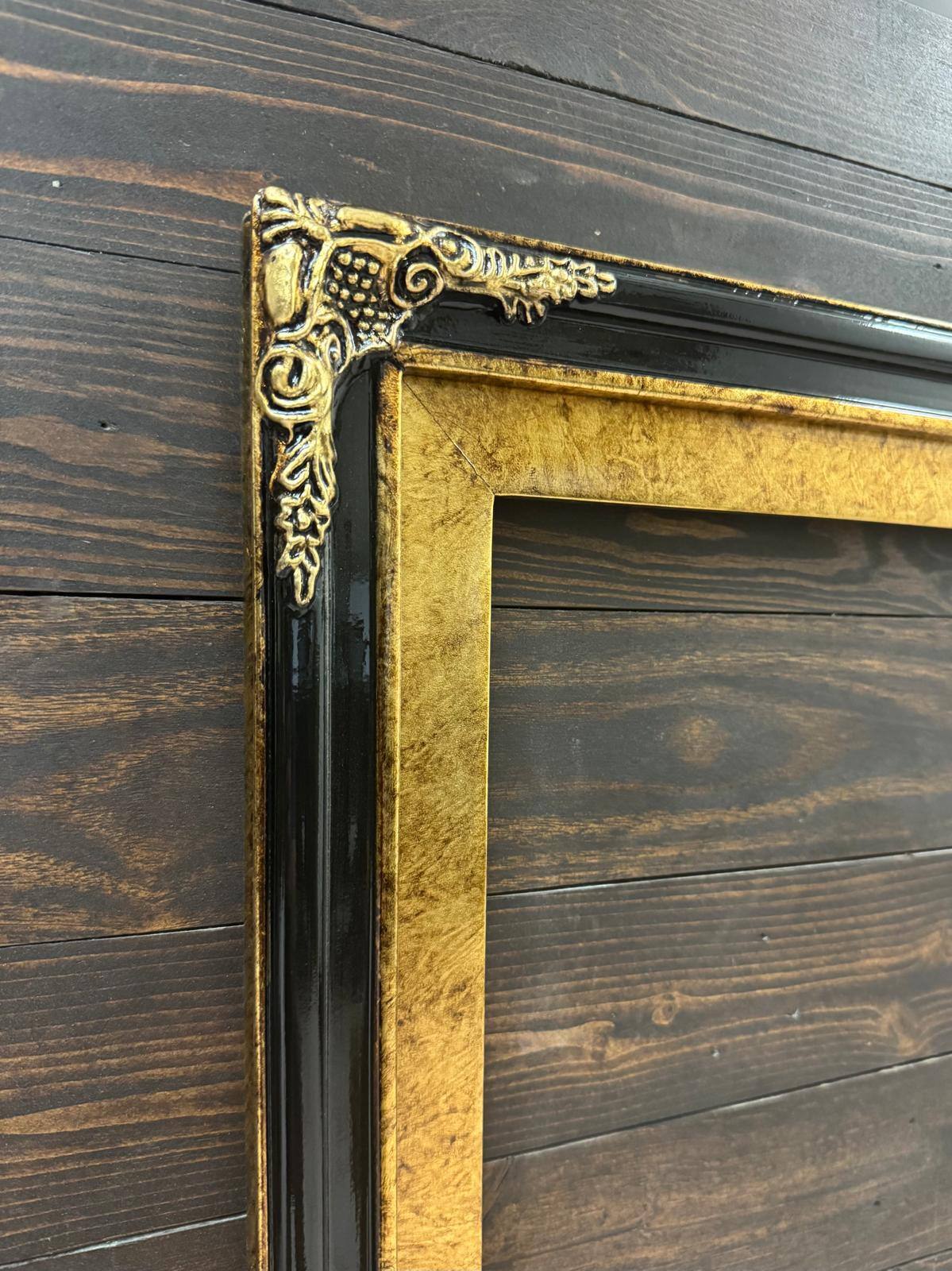 Alt View 1. LAREDO FRAME FACTORY - 55 inch Hisense Canvas TV Ornate frame, Canvas TV by Hisense - GLOSSY BLACK WITH GOLD LEAF.