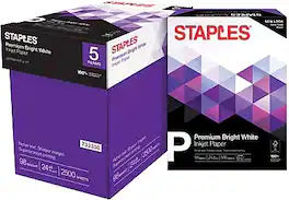 Staples - Premium Inkjet & Laser Paper, 8.5" x 11", 24 lbs., 500 Sheets/Ream, 5 Reams/Carton - Bright White