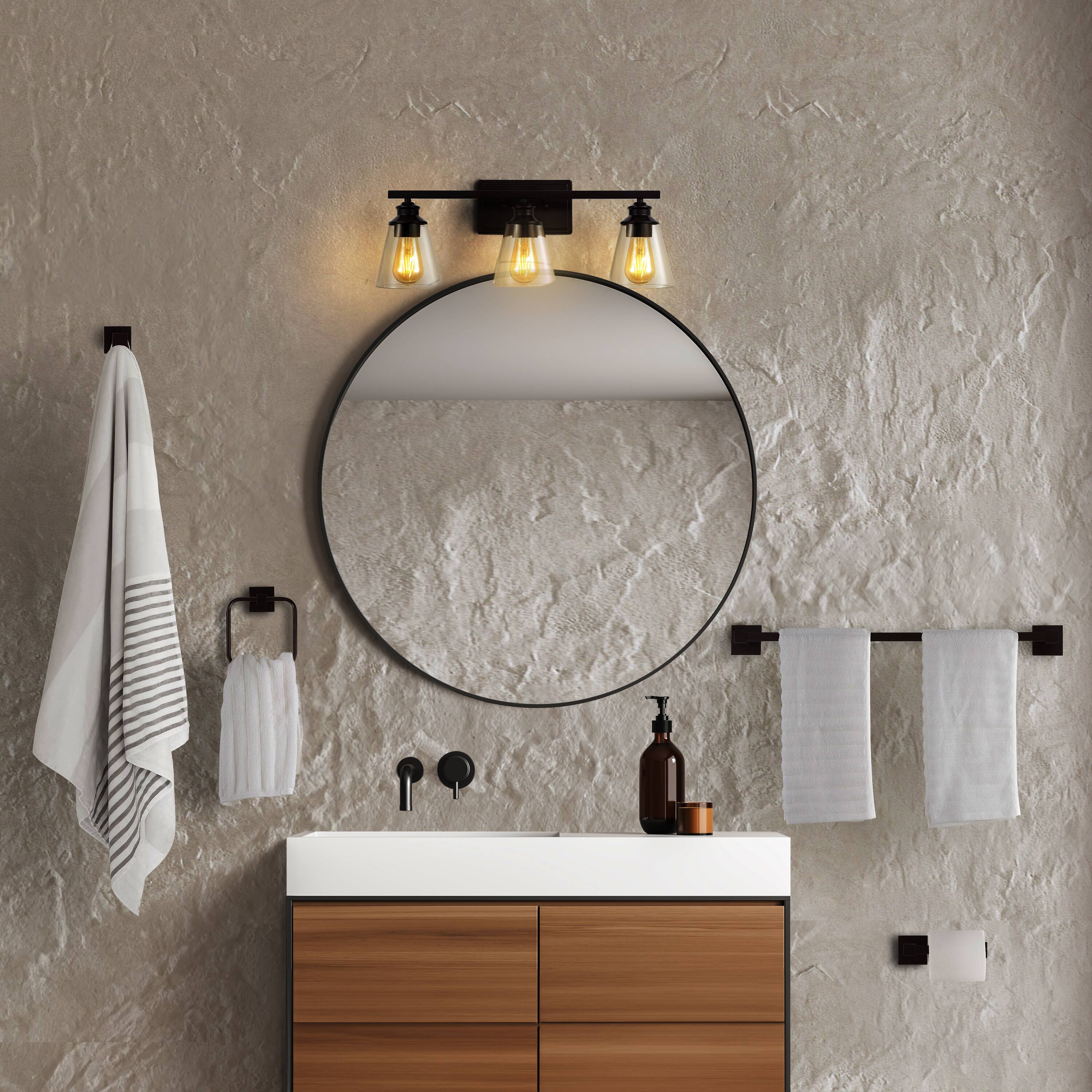 Alt View 6. Jonathan Y - Arlo 22.88" 3-Light Vintage Classic Vanity Light with Bathroom Hardware Accessory Set, Oil Rubbed Bronze (5-Piece) - Oil Rubbed Bronze.