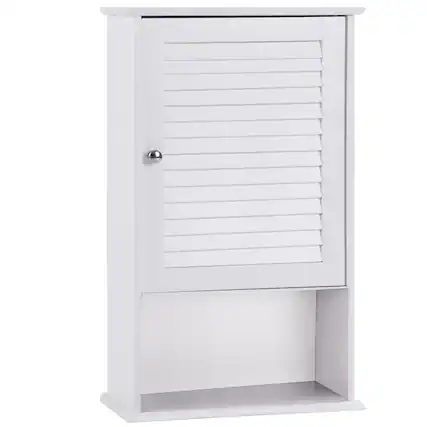 Front. SlickBlue - Wall-Mounted Bathroom Storage Cabinet for Shelving and Organization - White.