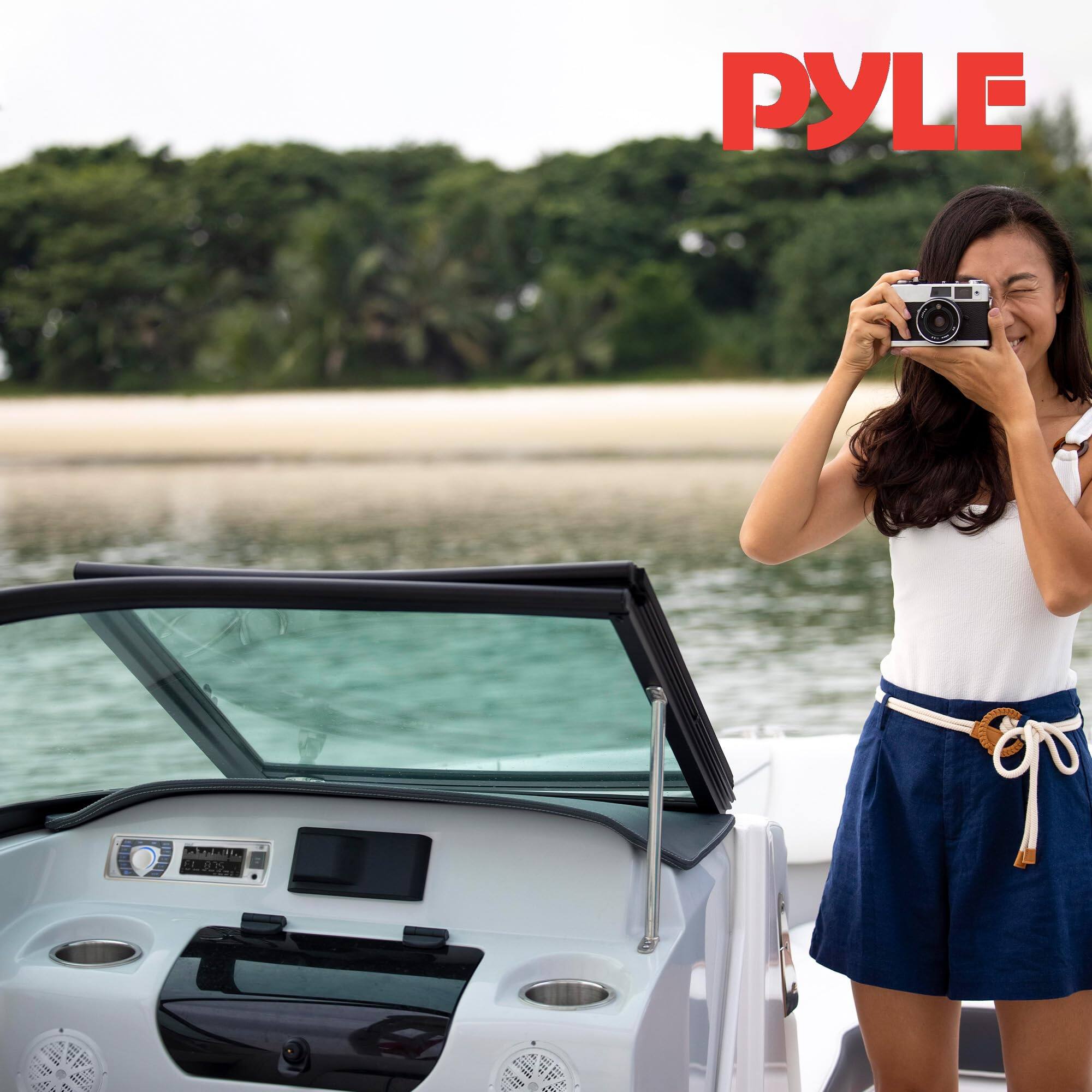 Alt View 1. Pyle - Pyle PLMRKT36WT Marine Receiver & Speaker Kit, Bluetooth, LCD, 5.25” Waterproof Speakers (2) - White.