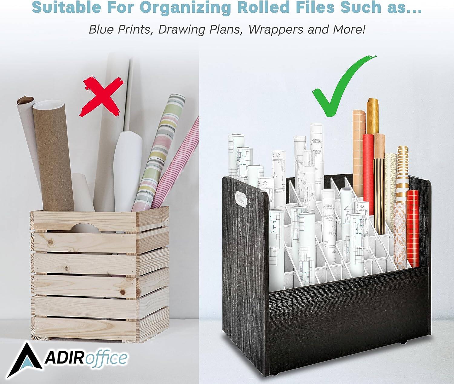 Suitable For Organizing Rolled Files Such as... Blue Prints, Drawing Plans, Wrappers and More! ADIRoffice