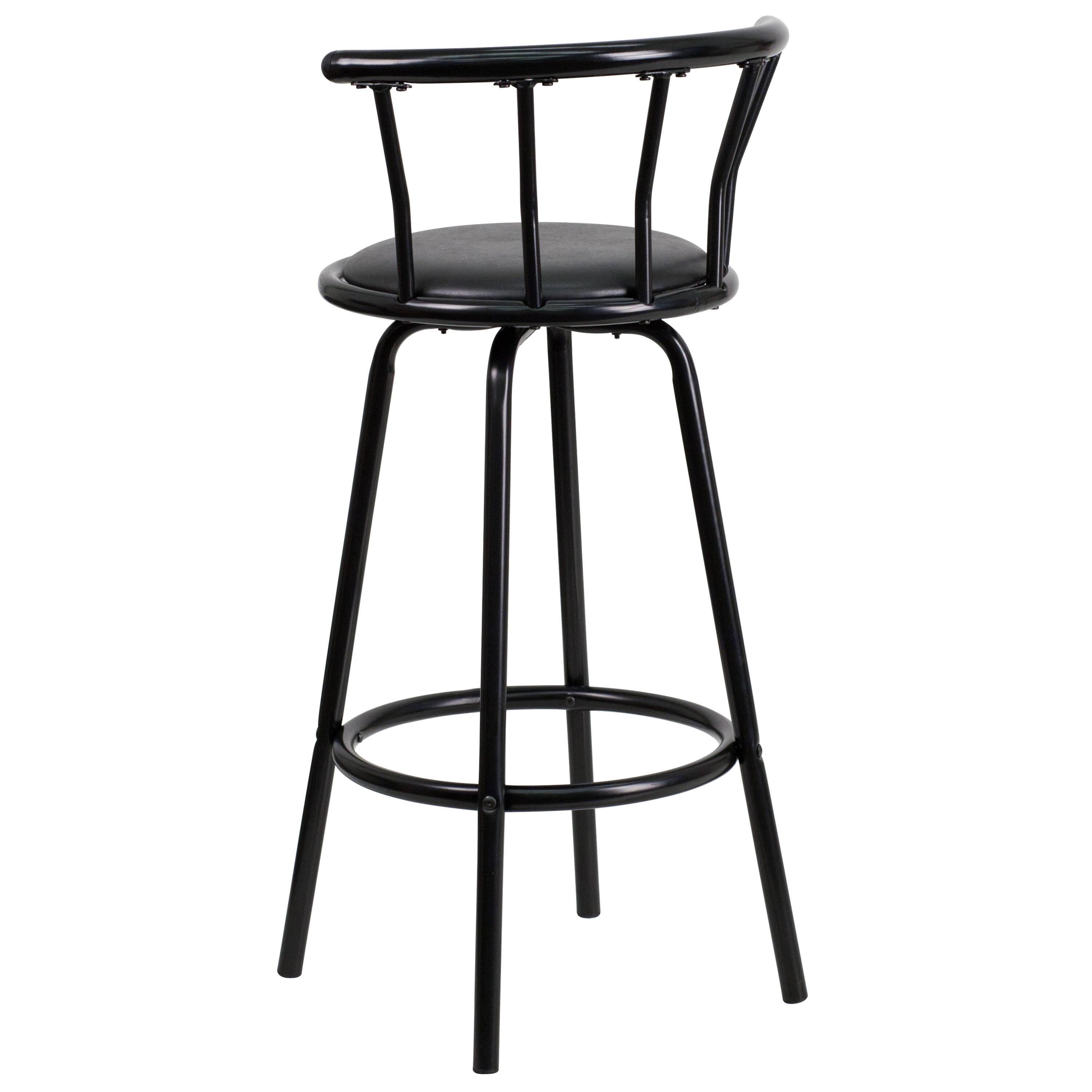 Alt View 15. Alamont Home - Charla Crown Back Black Metal Barstool with Black Vinyl Swivel Seat and Footrest - Black.