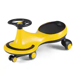 Costway - Wiggle Car Ride On Toy, Swing Car with Silent LED Flashing Wheels for Toddlers Boys & Girls Ages 2 and Up - Yellow