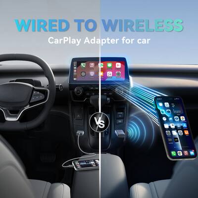 Mini CarPlay Wireless Adapter & Android Auto Wireless Adapter, USB-A/USB-C, Kompatibel Mit IOS 10+ & Android 11+, Plug & Play, Schnelle Stabile Verbindung, Kabelloses Upgrade-Schwarz