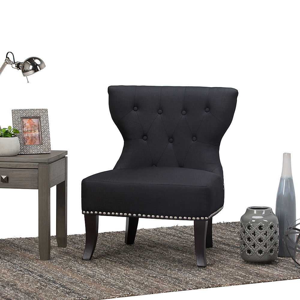 Left View: Simpli Home - Kitchener Traditional Slipper Chair - Charcoal