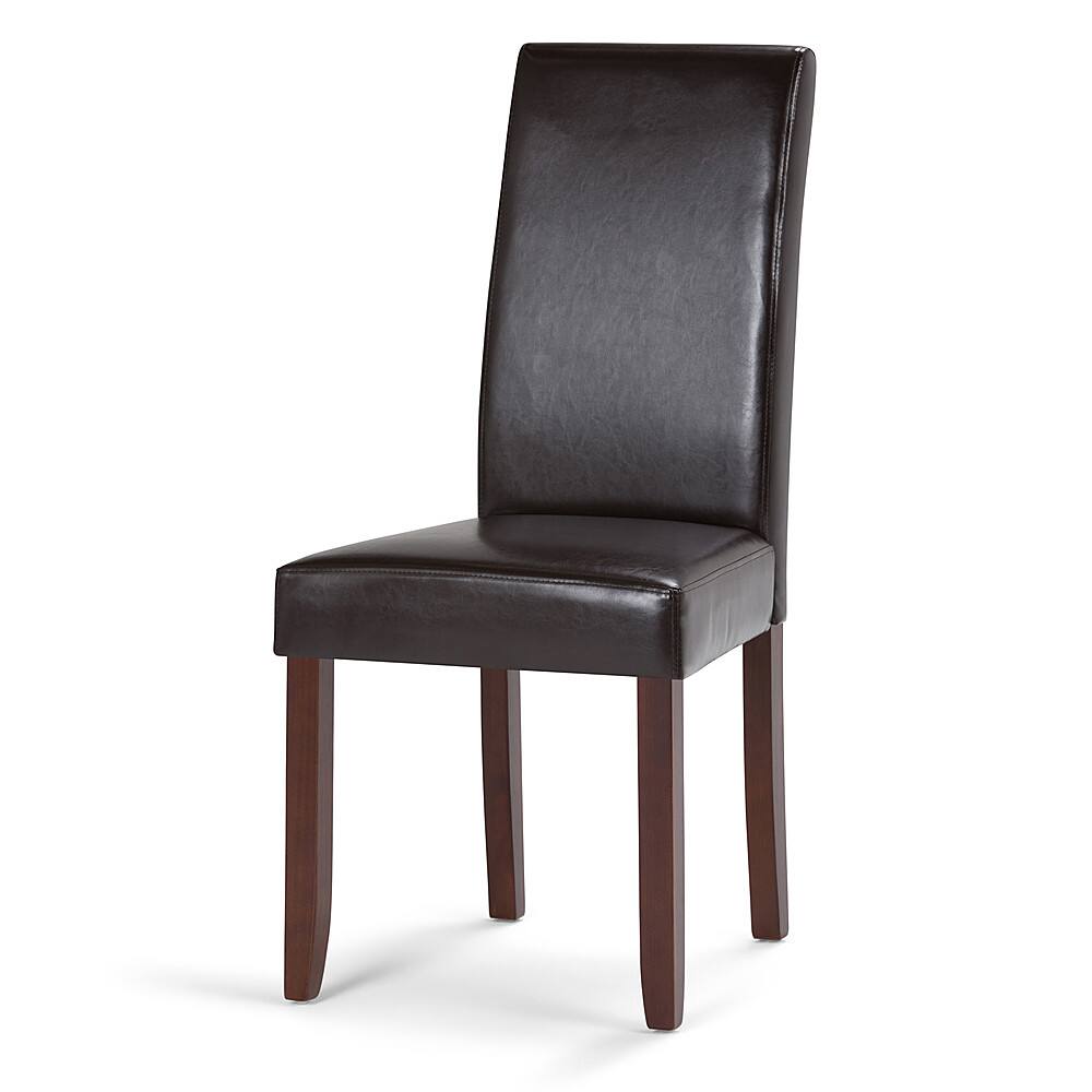 Angle View: Simpli Home - Acadian Parson Polyurethane Faux Leather Dining Chairs (Set of 2) - Tanner's Brown