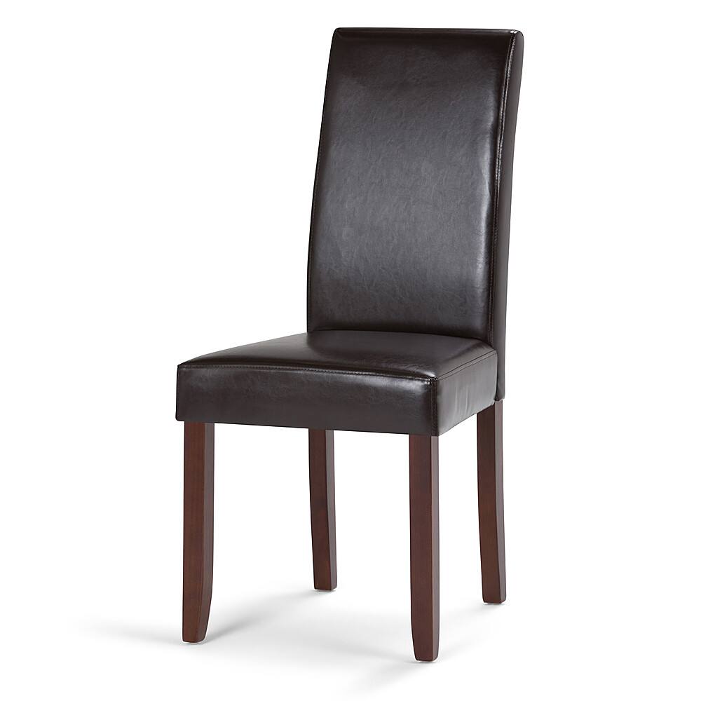 Angle. Simpli Home - Acadian Parson Polyurethane Faux Leather Dining Chairs (Set of 2) - Tanner's Brown.