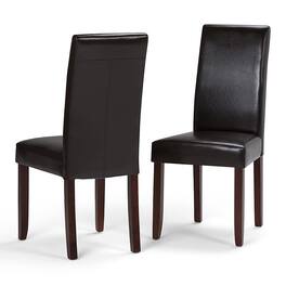 Simpli Home - Acadian Parson Polyurethane Faux Leather Dining Chairs (Set of 2) - Tanner's Brown