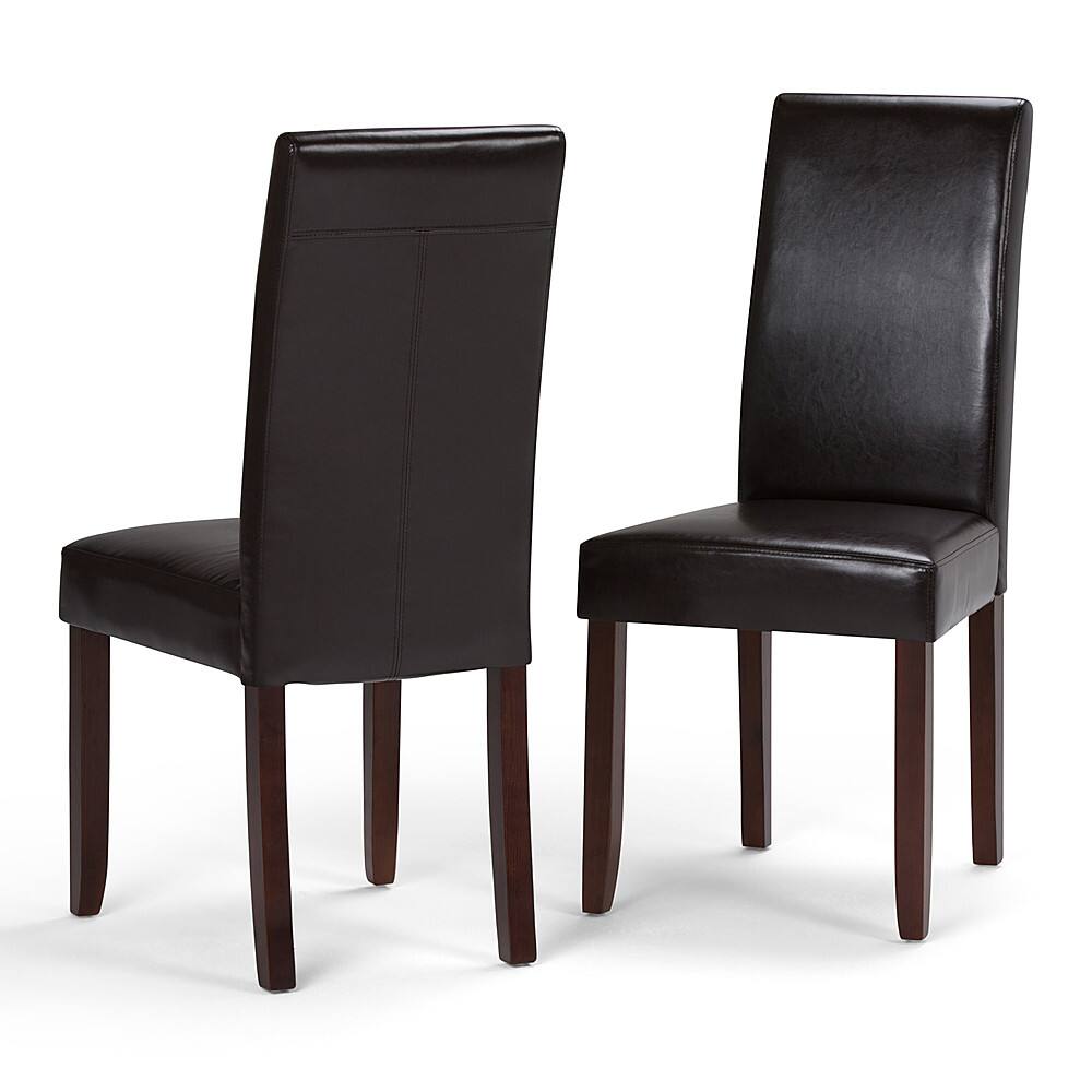 Front. Simpli Home - Acadian Parson Polyurethane Faux Leather Dining Chairs (Set of 2) - Tanner's Brown.