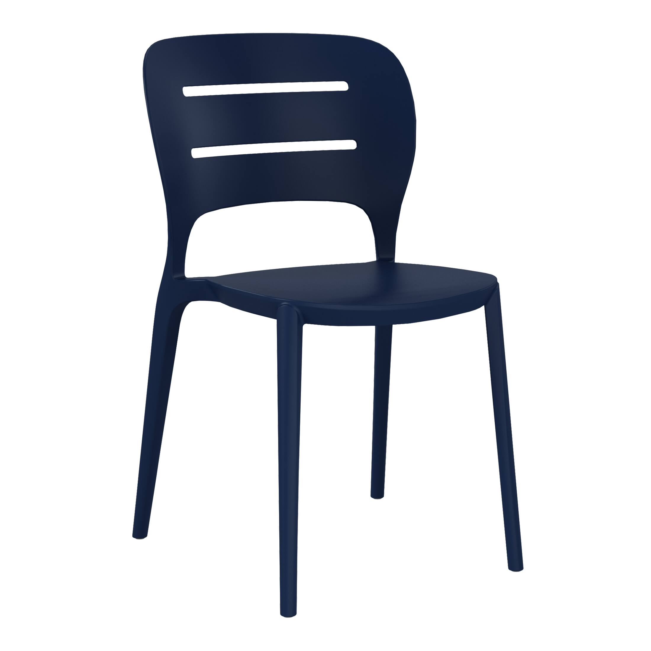 Left. WestinTrends - WestinTrends Playa Outdoor Modern Stackable Plastic Patio Dining Side Chairs (Set of 2) - Navy Blue.