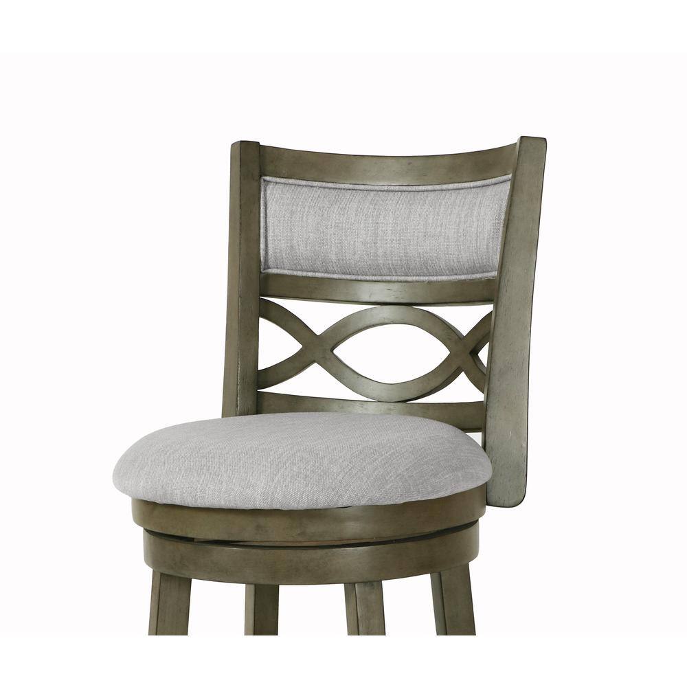Back. New Classic Furniture - Manchester 24" Solid Wood Counter Stool with Fabric Seat in Ant Gray - Gray.