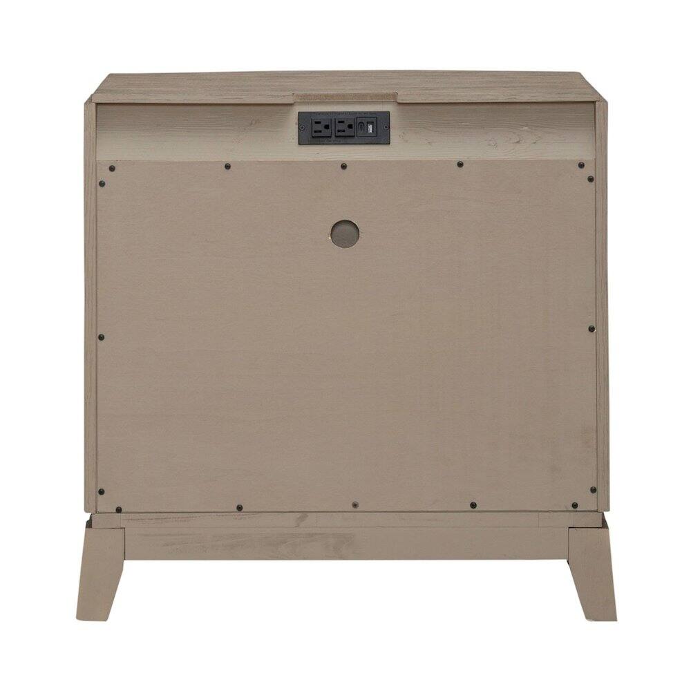 Left. Liberty Furniture Industries - Bedroom Nightstand with Charging Station AC, USB-A, USB-C - Burnished Beige Oak - Burnished Beige.