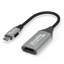 Plugable - USB C to HDMI Adapter, 8K 60Hz or 4K 144Hz, USB4 / Thunderbolt to HDMI Adapter - Silver