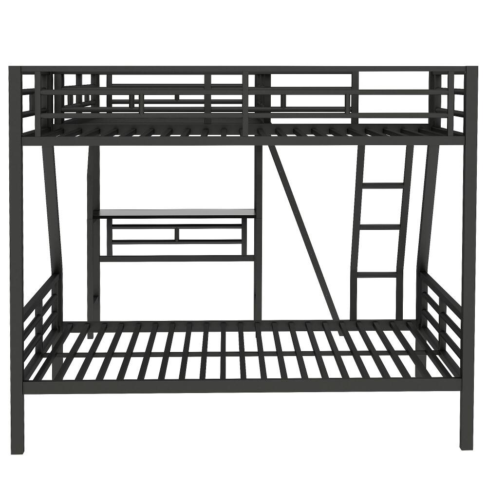 Alt View 7. Loheer - Loheer Twin Over Full Bunk Bed with Desk Black Metal L-Shaped Triple Loft Bed - Black.