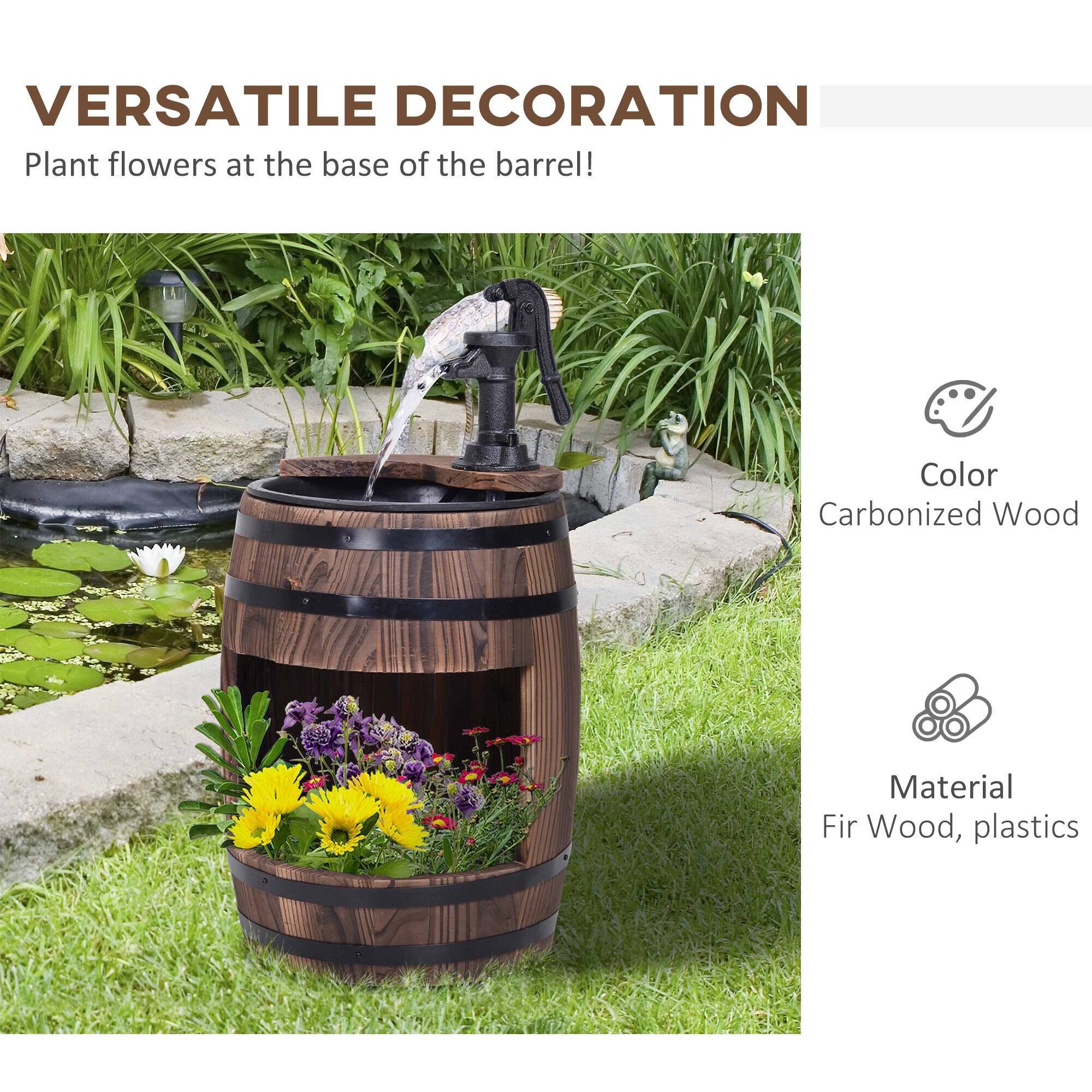 VERSATILE DECORATION
Plant flowers at the base of the barrel!
Color Carbonized Wood
Material Fir Wood, plastics