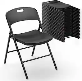 Winado - 20PCS Portable Folding Chairs Plastic Commercial Seating with Steel Frame for Indoor Outdoor Dining Party Wedding School - Black