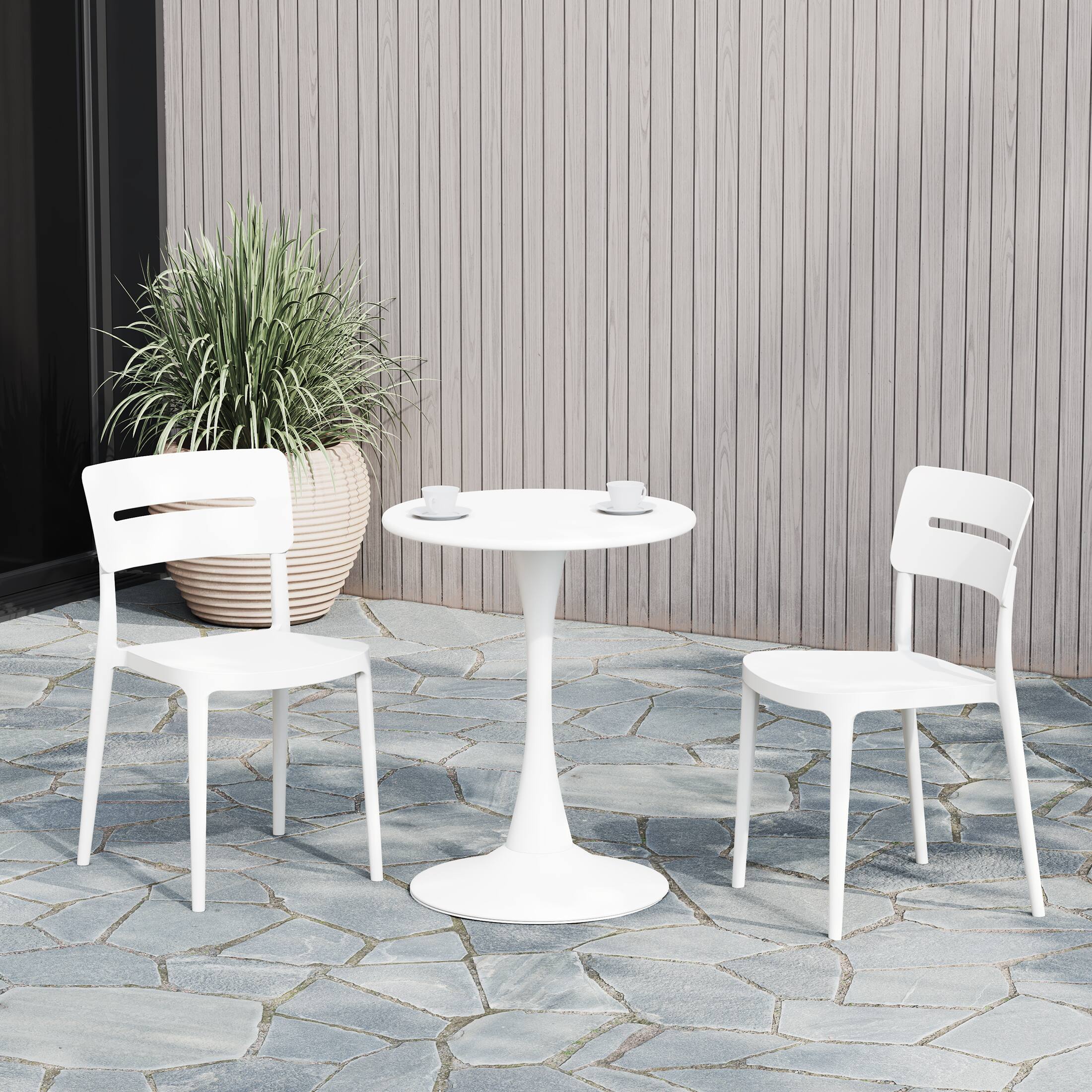 Angle. WestinTrends - WestinTrends Playa Outdoor Modern Stackable Plastic Patio Dining Chairs (Set of 2) - White.