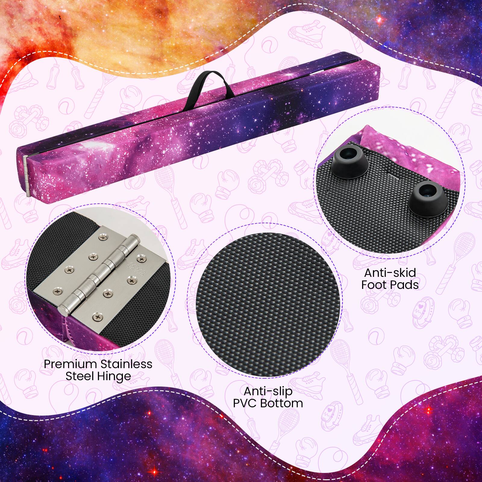 - Premium Stainless Steel Hinge
- Anti-slip PVC Bottom
- Anti-skid Foot Pads