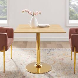 Verne 35" Square Dining Table by Modway - Gold Natural