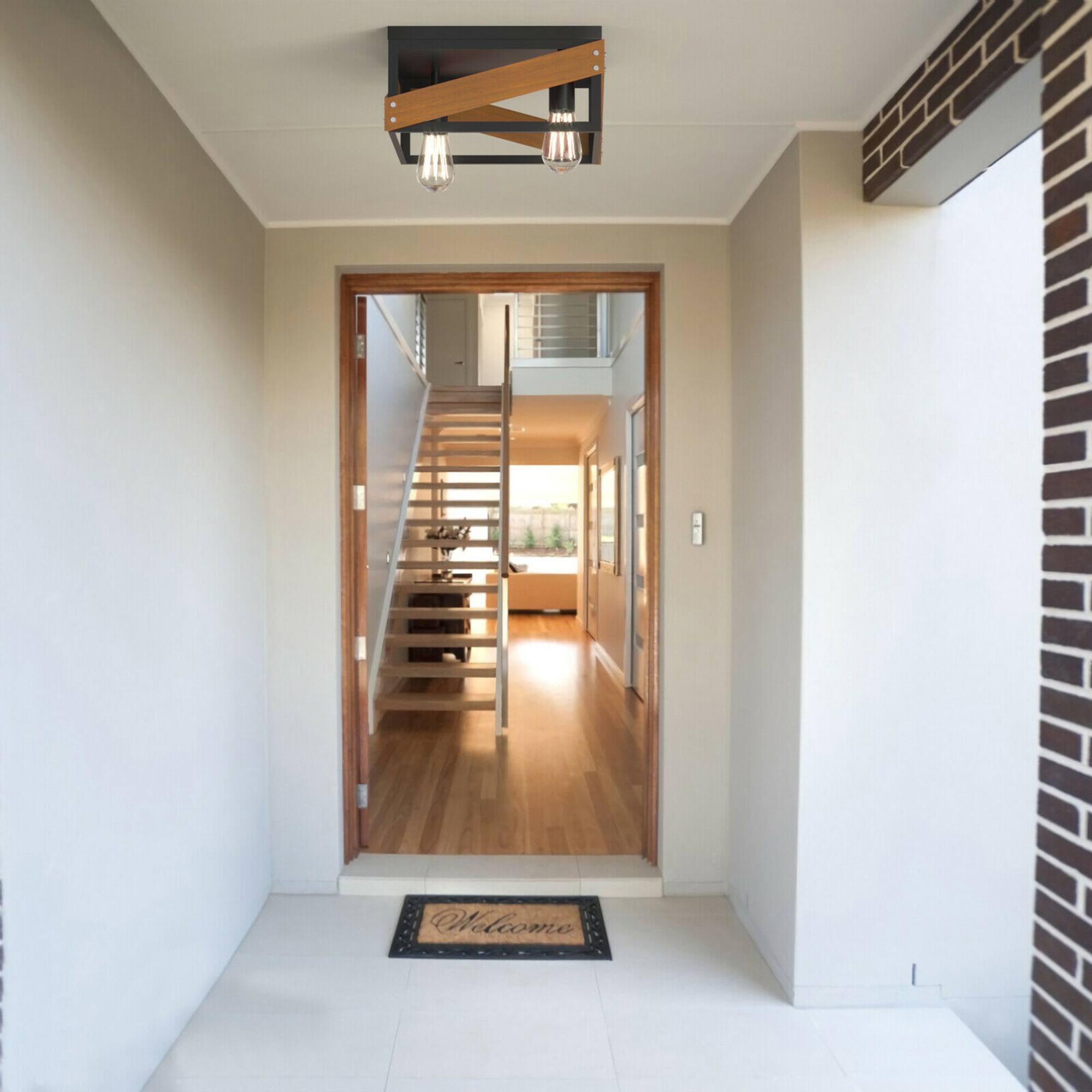 Alt View 4. Costway - Costway Adjustable Ceiling Lamp Geometric Lights Rustic Flush Mount Hallway Living Room - Black.