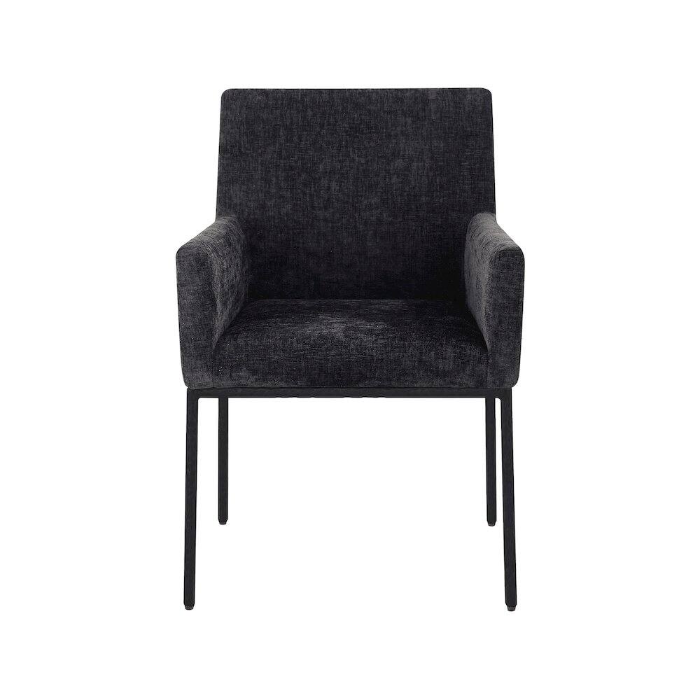 Alt View 2. Meridian Furniture - Reeves Black Chenille Fabric Dining Chair, Set of 2 - Black.