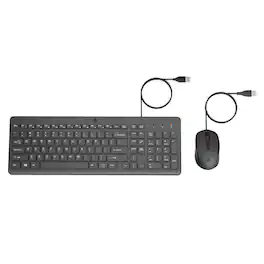 HP - 150 Wired Keyboard & Mouse Combo - Full-Sized Keyboard with Numeric Keypad, 1600 DPI Optical Mouse, USB Connectivity - Black