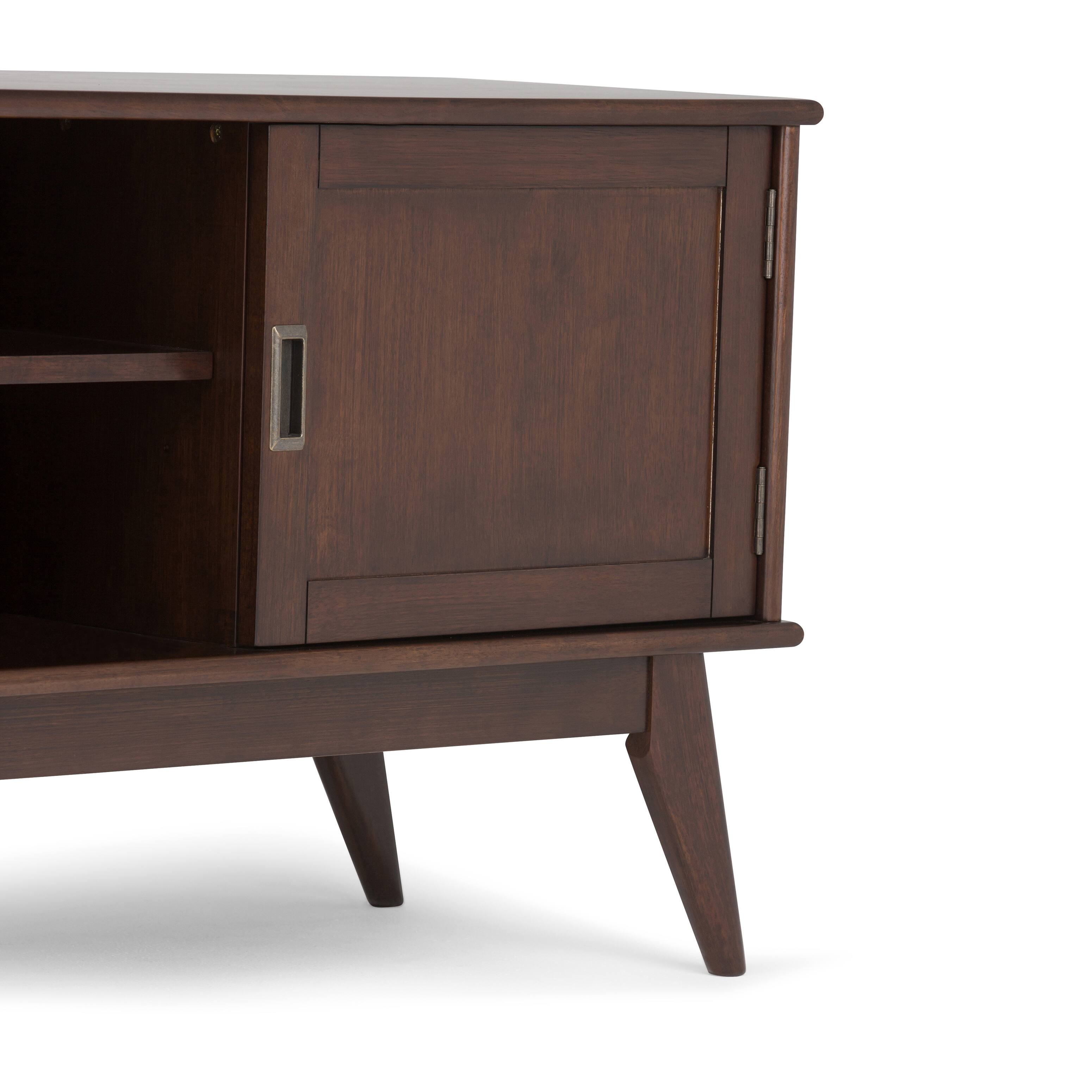 Alt View 6. Simpli Home - Draper SOLID HARDWOOD 60 inch Wide Mid Century Modern TV Media Stand in Medium Auburn Brown For TVs up to 65 inches - Medium Auburn Brown.