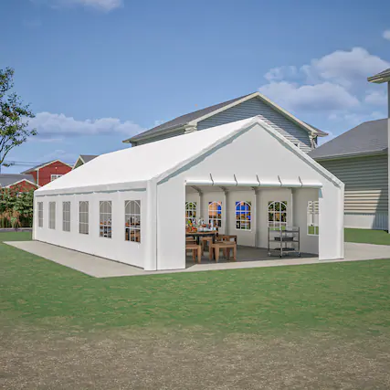 Front. APRILSOUL - 20x40FT Party Tent Heavy Duty Wedding Shelters 3 Carry Bags Removable Sidewalls Outdoor Canopy Gazebo Commercial - White.