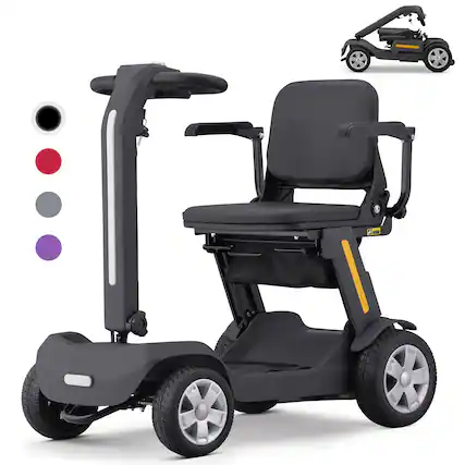 Front. Hover Heart - 4-Wheel Foldable Electric Travel Scooter for Adults, Compact Portable Scooter with 300 lbs Capacity - Black.